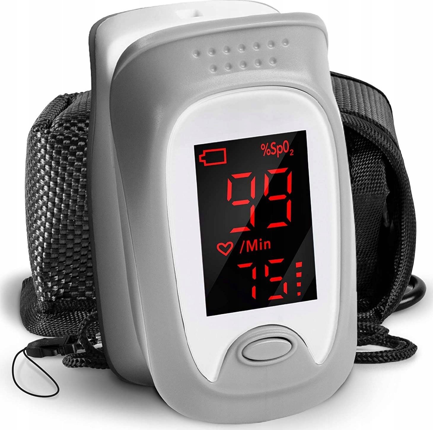 Duronic Duronic OX01R Pulsoksymetr dla dzieci i dorosłych z pokrowcem certyfikowany medycznie | napalcowy | cyfrowy wyświetlacz | pokrowiec | baterie