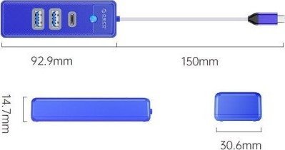 HUB USB Orico ORICO HUB USB-C 2X USB-A 3.1 + USB-C, NIEBIESKI