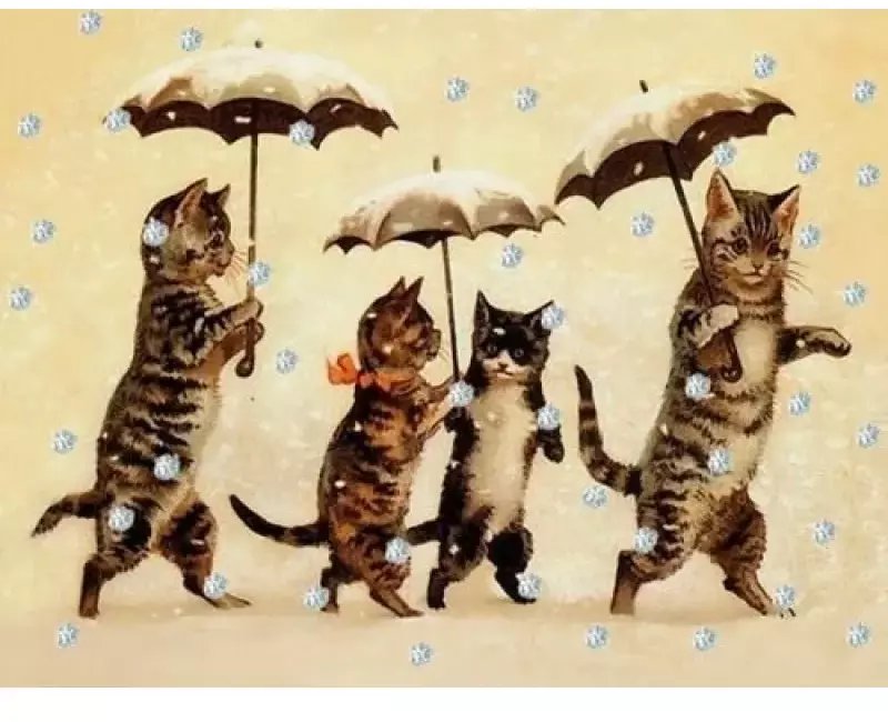 Karnet mini brokat z kopertą Święta Kotki