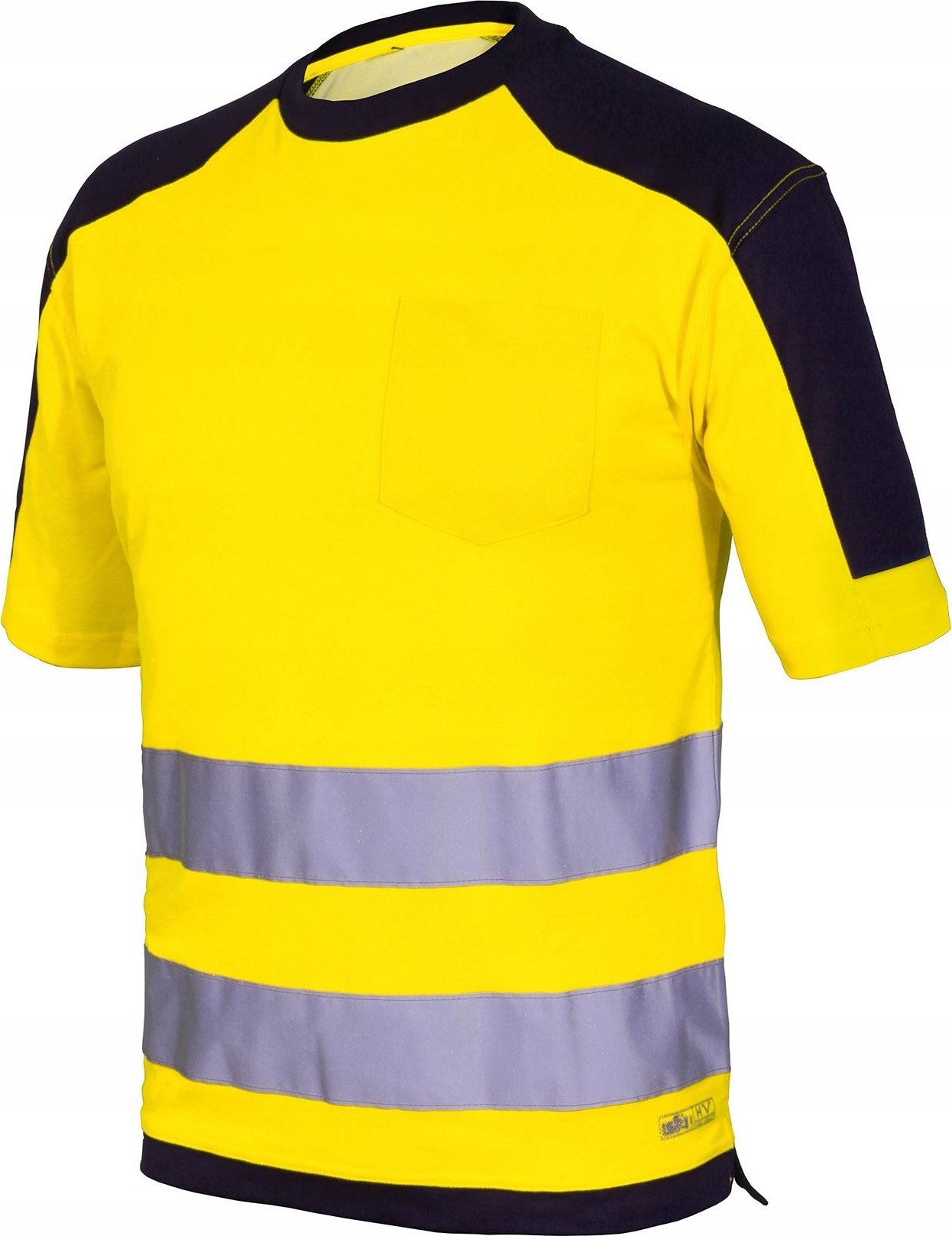 INDUSTRIAL STARTER IS-08186 - T-shirt roboczy odblaskowy w 50% z bawełny - żółto-granatowa 3XL
