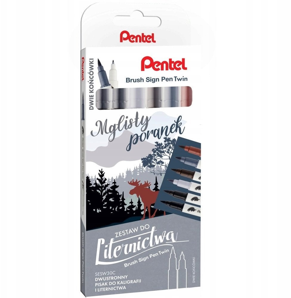 Pentel Pisaki pędzelkowe Brush Sign Pen Twin SESW3