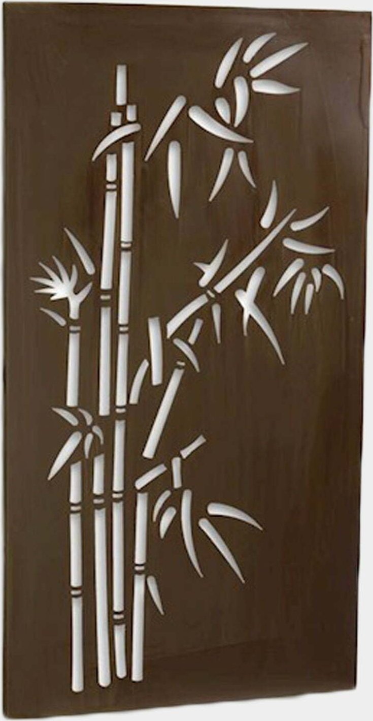rzezbyzbrazu Metalowy Panel Ścienny Rustykalny Brąz Motyw Bambusa