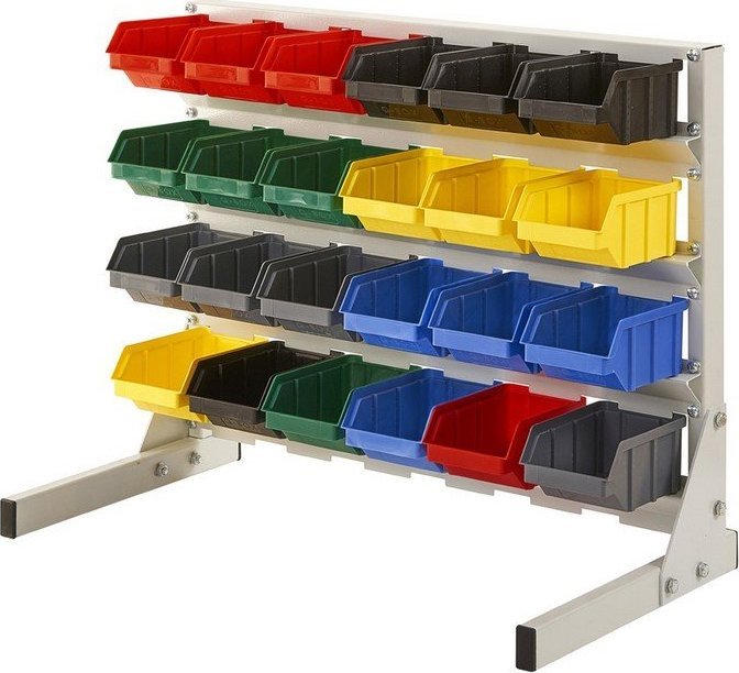 qBox Regał do pojemników warsztatowych, jednostronny. Wym: 540x690x270mm 24 pojemniki (Regał z pojemnikami)