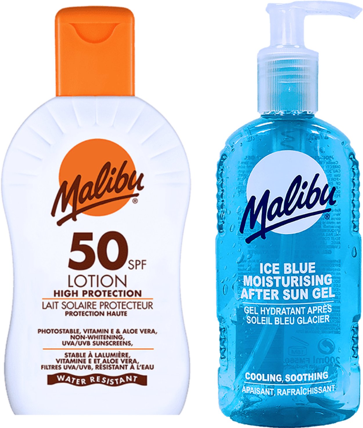 Malibu Wodoodporny Balsam SPF50 200ml + Żel Po Opalaniu 200ml