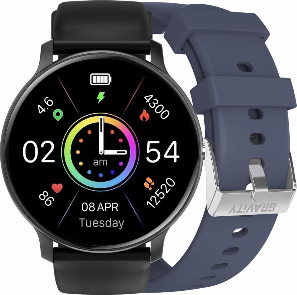 Smartwatch Gravity Zegarek SMARTWATCH - GT1-1 PRO BK/BK/BU