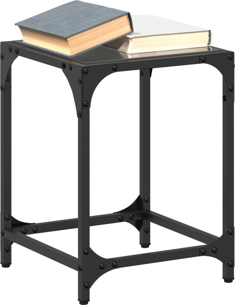 vidaXL Stoliki kawowe z czarnym, szklanym blatem, 2 szt., 30x30x40 cm