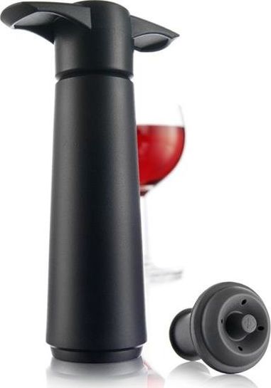Vacu Vin Pompka próżniowa do wina czarna + 1 korek próżniowy Vacu Vin uniwersalny