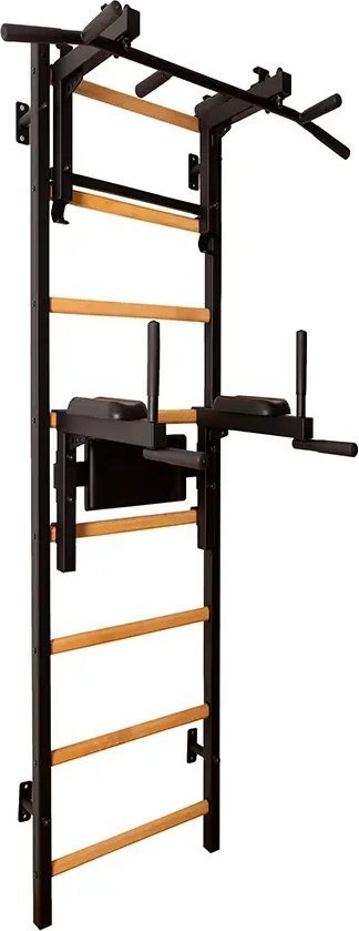 BenchK Drabinka gimnastyczna z drążkiem i poręczami do ćwiczeń czarny BenchK