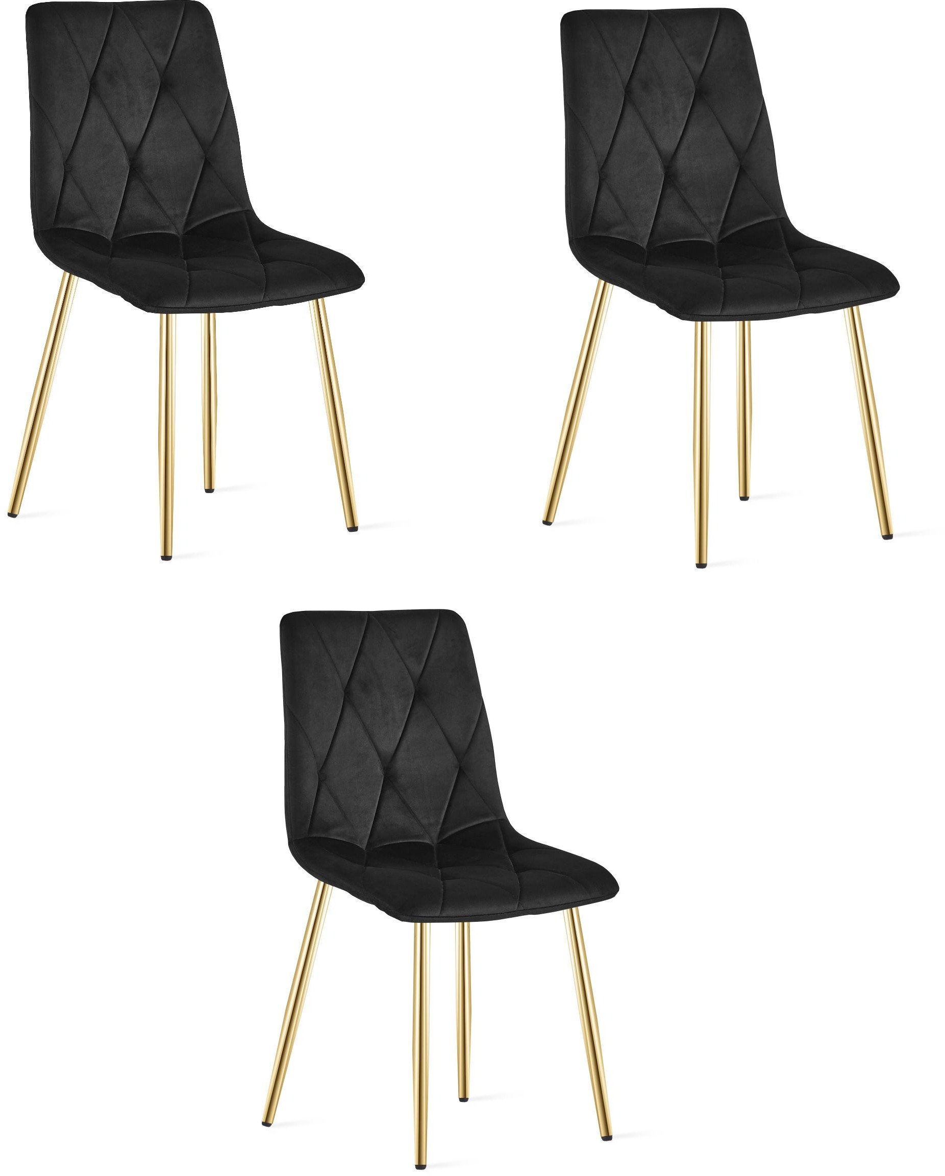 Krzesło LIBRA - czarny aksamit / nogi kolor złoty x 3