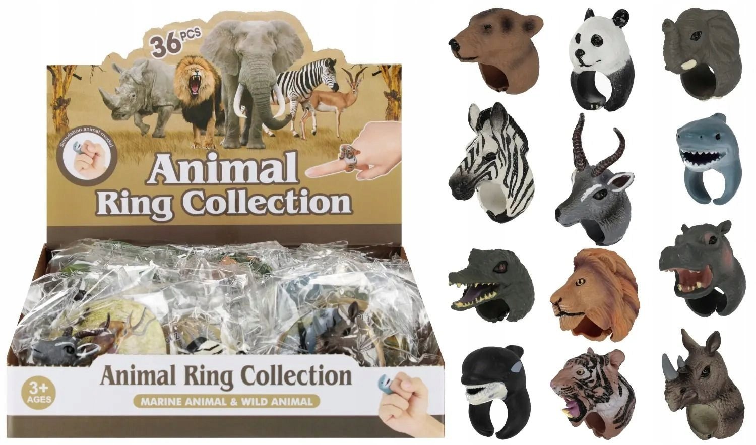 ZWIERZ PIERSCIEN 8CM MIX MC DISP 36/288/576