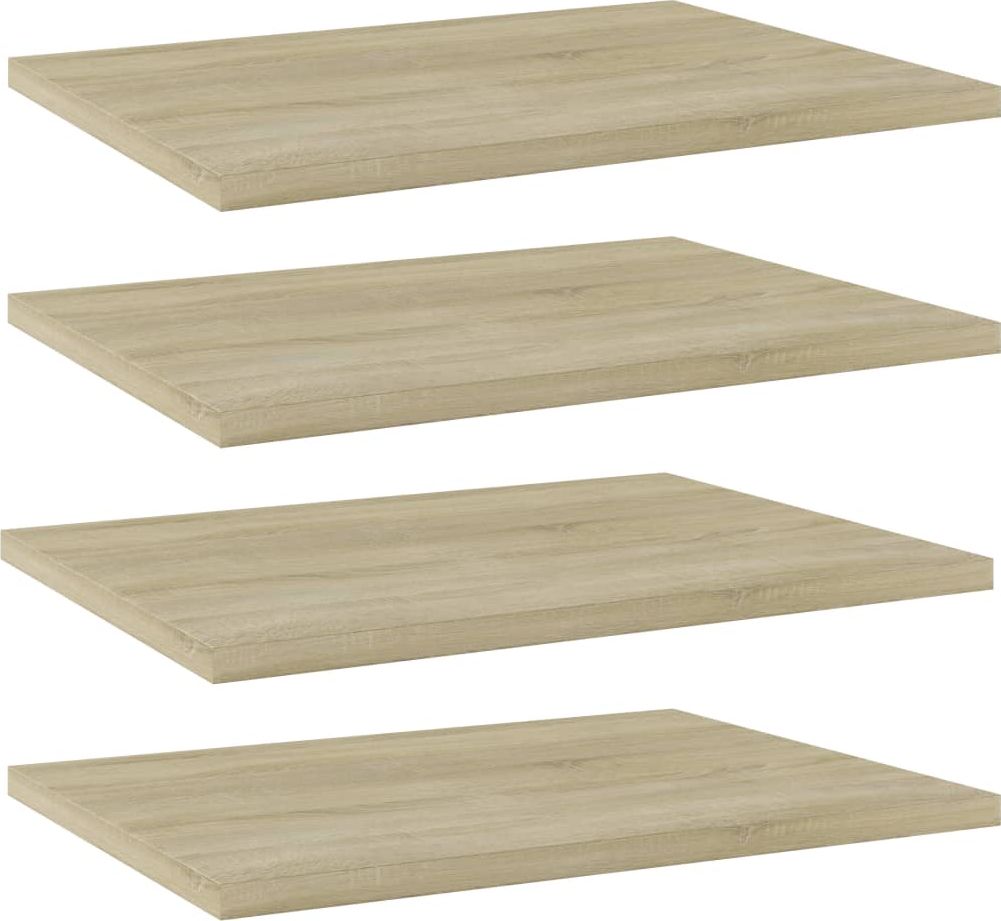 vidaXL Półki na książki, 4 szt., kolor dąb sonoma, 40x30x1,5 cm, płyta