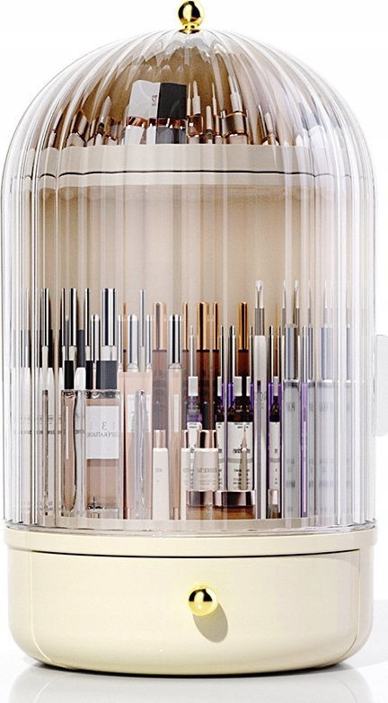KUFEREK ORGANIZER NA KOSMETYKI POJEMNIK NA PĘDZLE MAKIJAŻU DUŻE BEŻOWY XXL