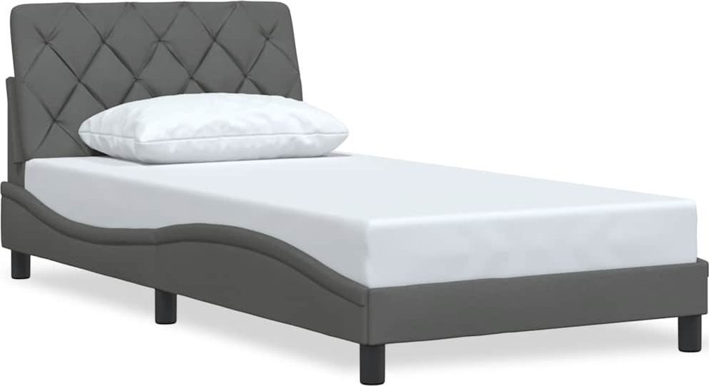 Rama łóżka bez materaca, ciemnoszare, 100x200 cm, obita tkaniną