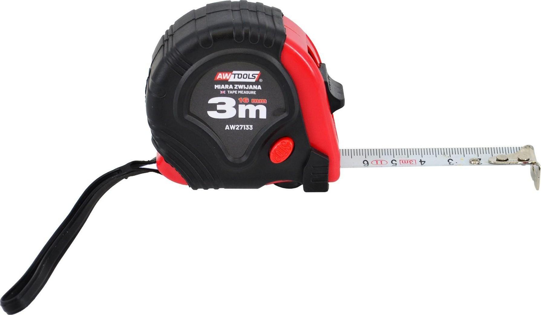 AWTools AWTOOLS MIARA ZWIJANA CZERWONO-CZARNA 7.5m x 25mm AW27136