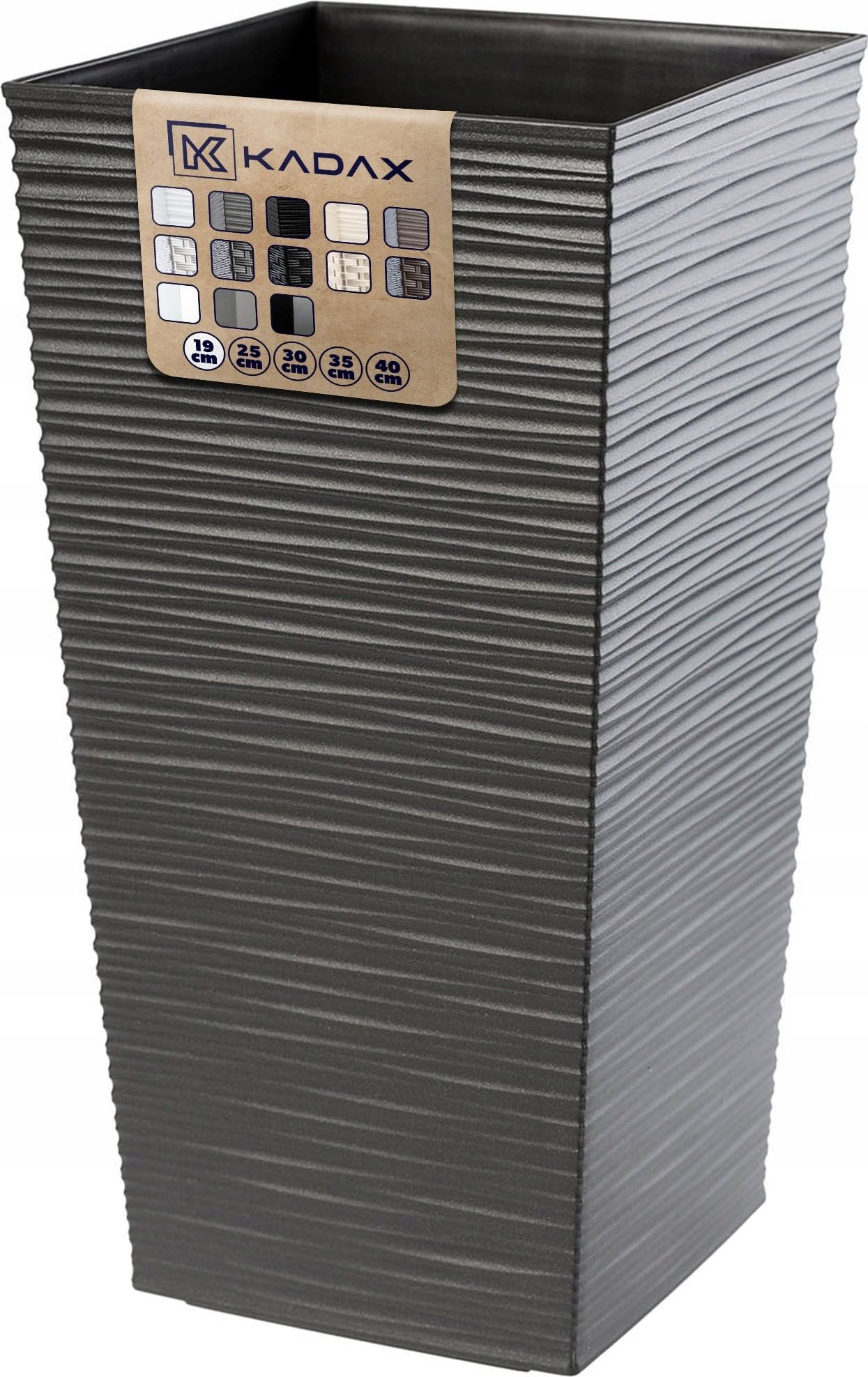 Kadax Nowoczesna Doniczka Stylowy Wzór 19cm Grafitowa