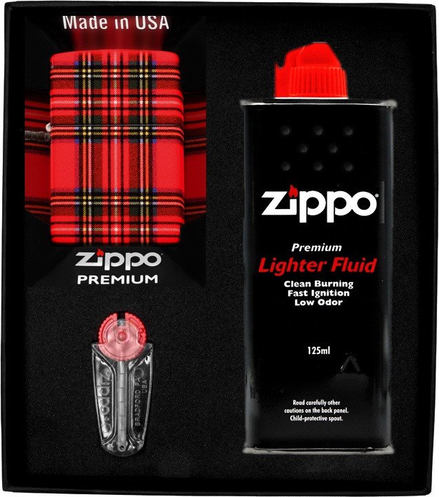 Zestaw ZIPPO Zapalniczka RED PLAID DESIGN Prezentowy No1