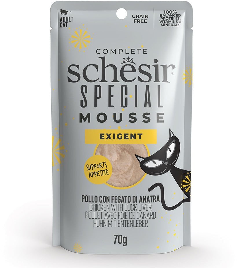 Special Mousse Exigent, karma mokra, dla kota, kurczak z w�tr�bk� kacz� i jajkiem, 70 g, saszetka