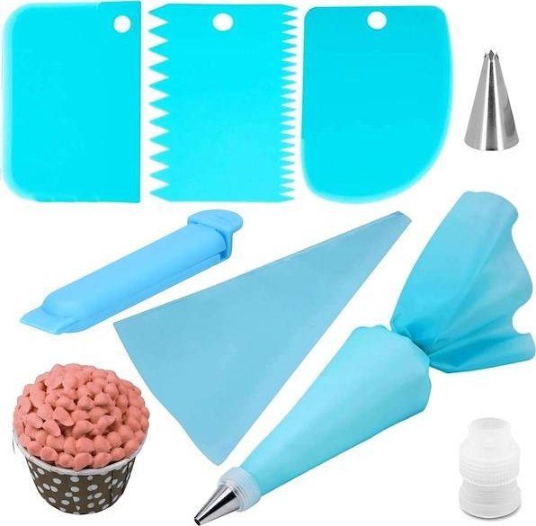 Springos Zestaw cukierniczy 7 el. do dekoracji, rękaw cukierniczy, tylki i szpatułki UNIWERSALNY