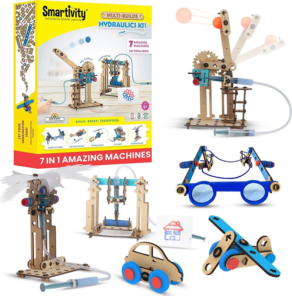 WOODEN CITY Smartivity Drewniane Mechaniczne Puzzle 3D - Eksperymenty Hydrauliczne