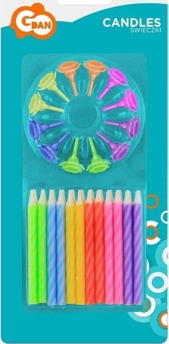 GoDan Świeczki urodzinowe spiralne MIX 6cm 12szt