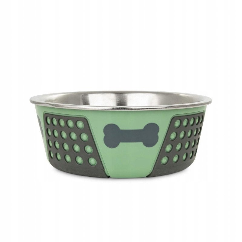 Miska, dla psa, zielona, nadruk ko��, stal nierdzewna, antypo�lizgowa,17cm, 900ml