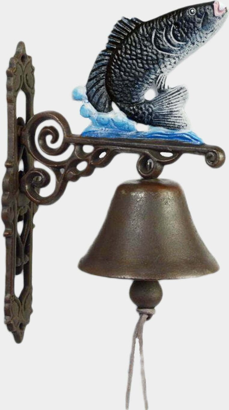 rzezbyzbrazu Żeliwny Dzwonek Ścienny z Rybą na Fali