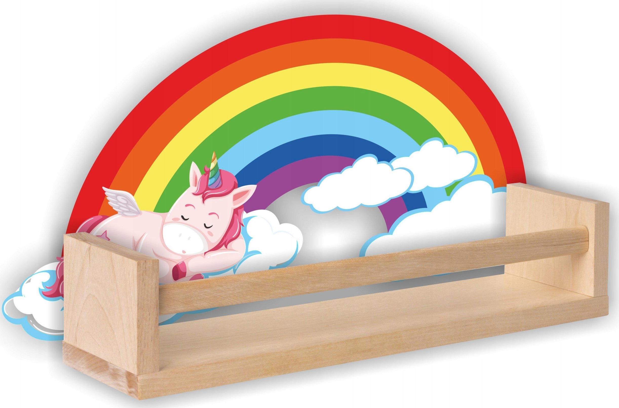 Półka drewniana kucyk konik pony tęcza chmurka