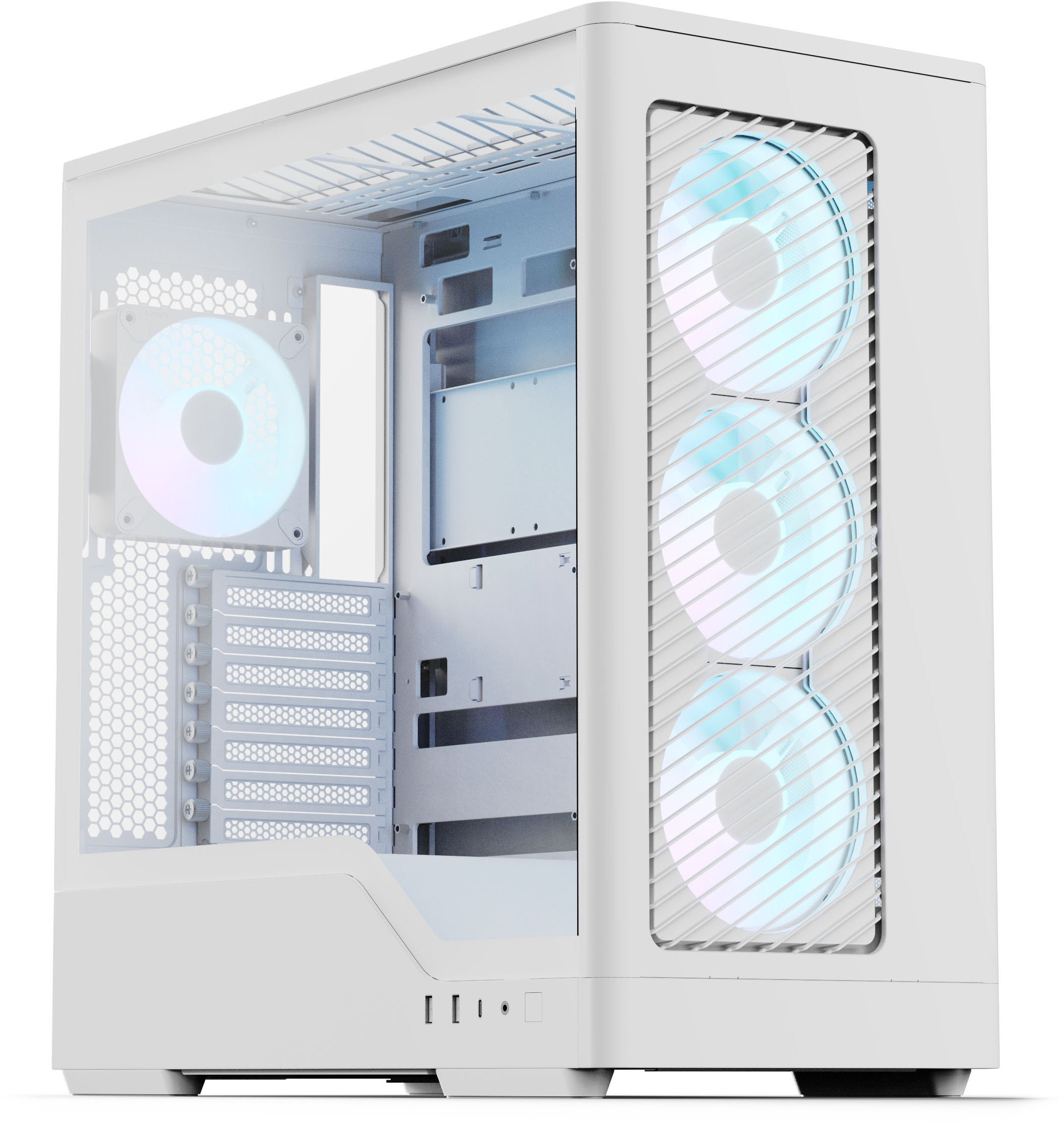 Obudowa Aerocool D520A Obudowa komputerowa, Midi-Tower, ATX, Tempered Glass, RGB - biały