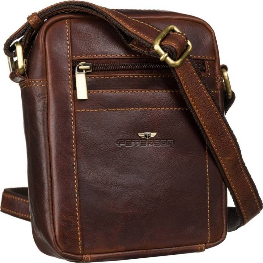 Peterson Listonoszka skórzana PTN TB-117-COM COGNA koniakowa