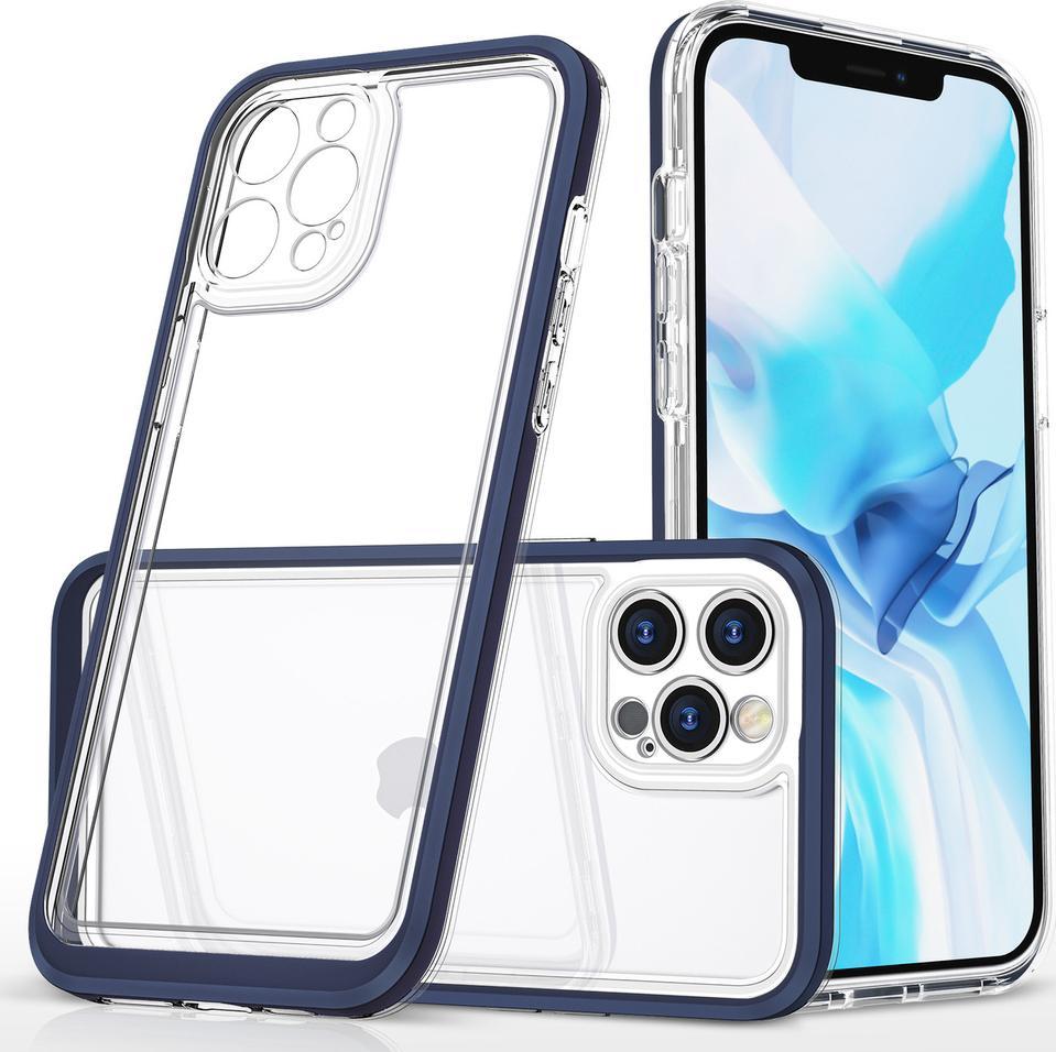 Hurtel Clear 3in1 etui do iPhone 12 Pro żelowy pokrowiec z ramką niebieski