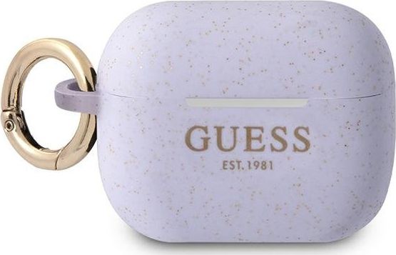 Guess Etui ochronne GUAPSGGEU Silicone Glitter do AirPods Pro fioletowe