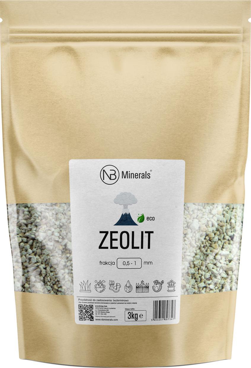 NB Minerals Zeolit Klinoptylolit Kamień ozdobny kwiaty, akwarium, oczka wodne 0,5-1mm - 3kg