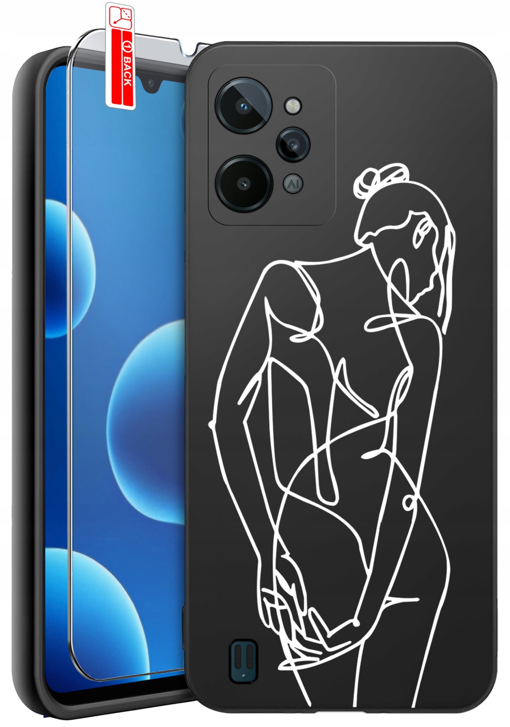 ETUI do Realme C31| WZORY | SILIKONOWE MATT CASE + SZKŁO 9H