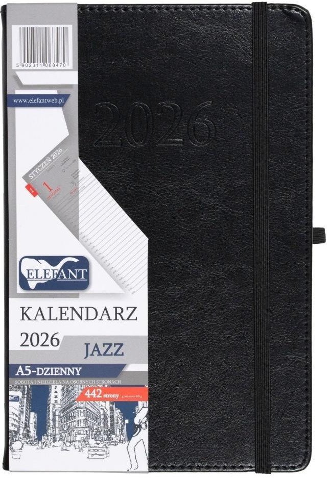 Kalendarz 2026 A5 dzienny Jazz czarny