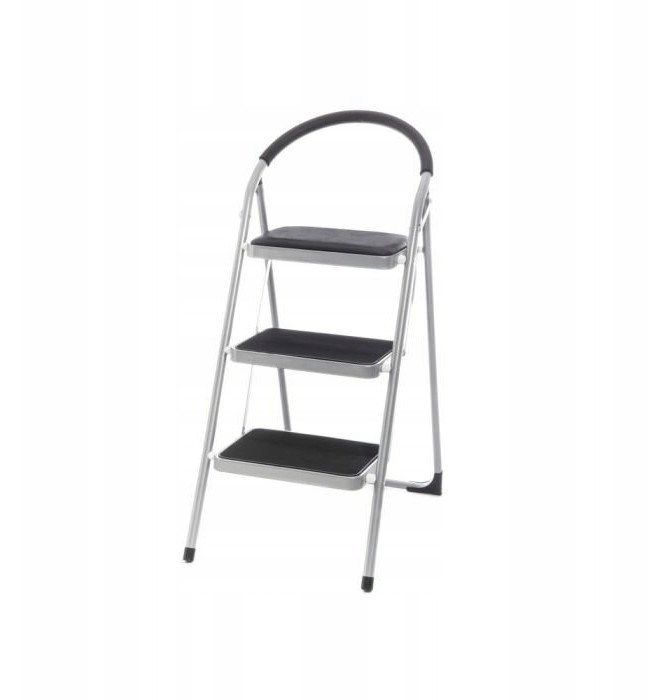 Tarmo -porrasjakkara, 3-tasoinen, alumiini ja musta