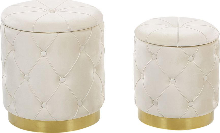 Beliani Zestaw 2 pufów ze schowkiem biały PUEBLO