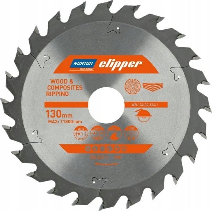 Norton NORTON PIŁA TARCZOWA 130mm x 20mm x 24z DREWNO I KOMPOZYTY ATB (2,6 / 1,6)