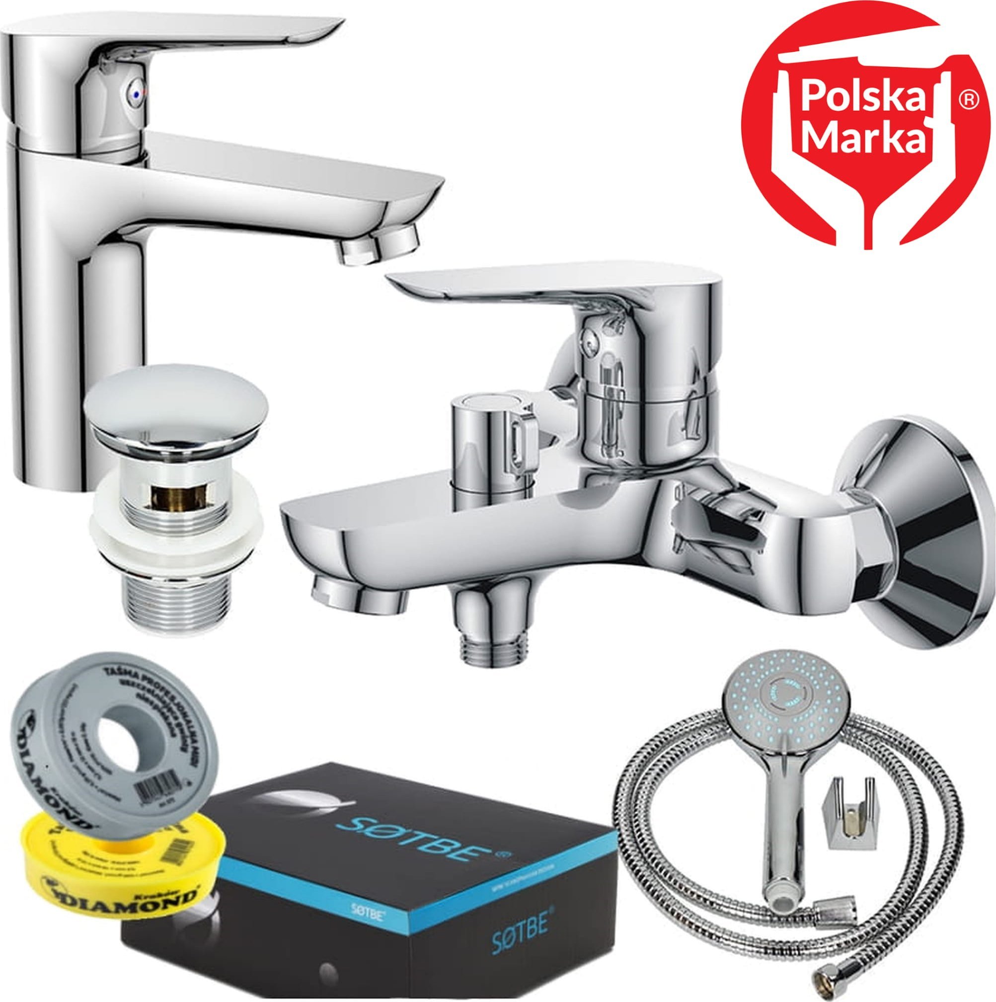 Sotbe SOTBE INARI bateria wannowa ścienna + bateria umywalkowa stojąca