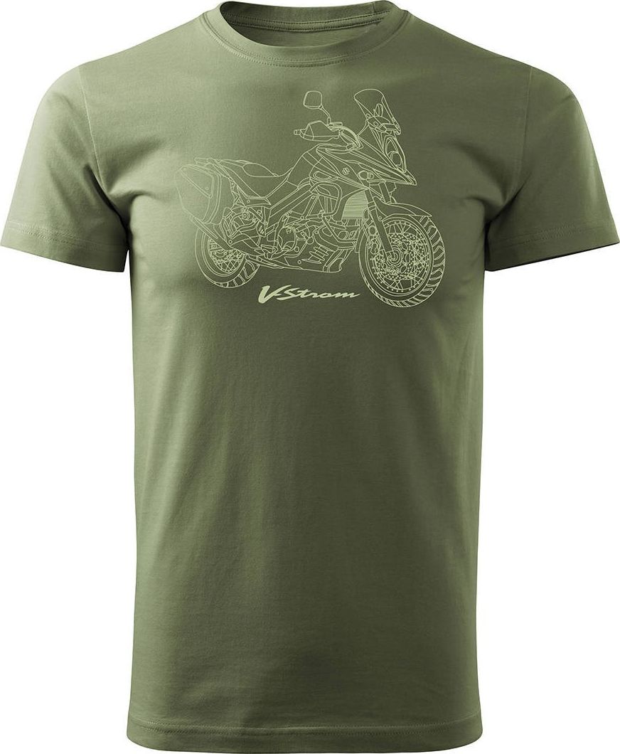 Topslang Koszulka z motocyklem na motor Suzuki V-strom Vstrom DL 650 XT męska khaki REGULAR XXL