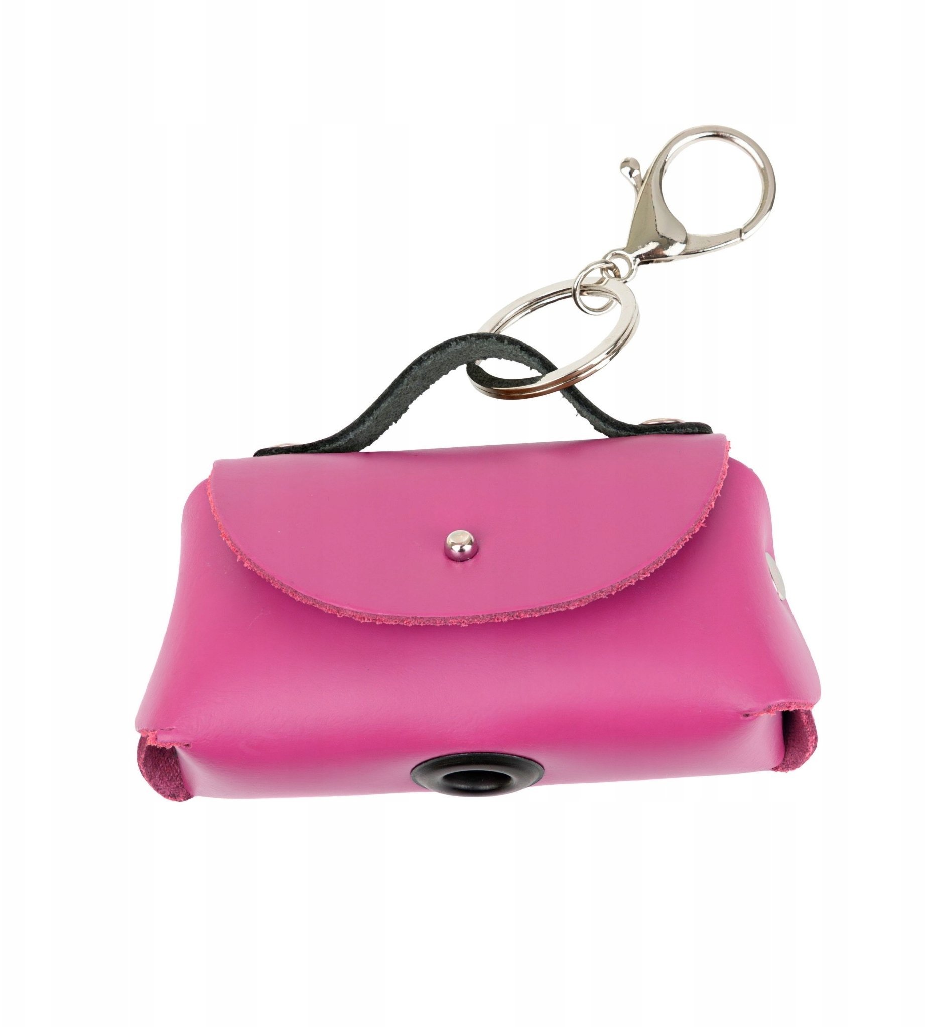 Torebka skórzana do woreczków na odchody, różowa