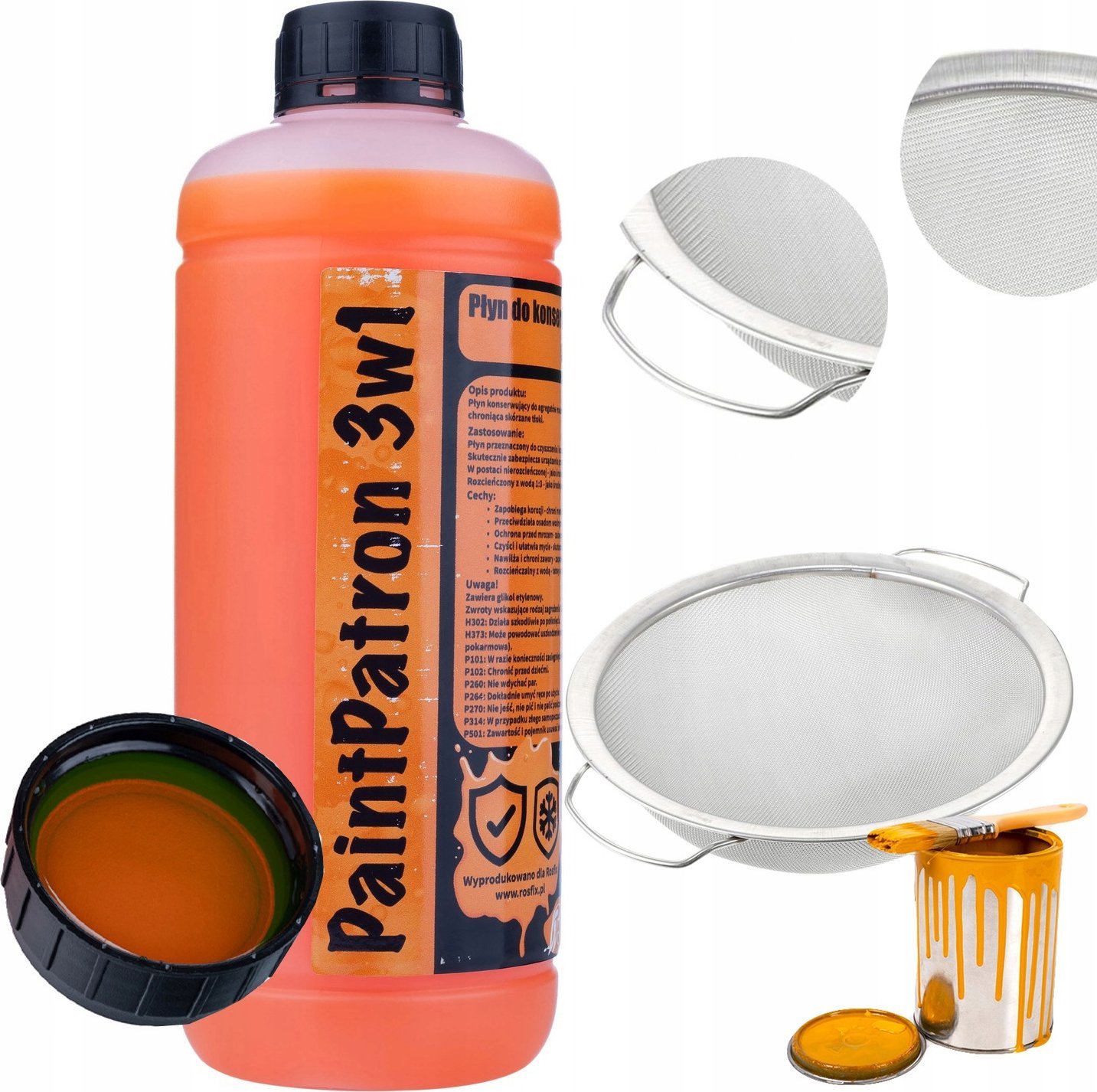 Rosfix ZESTAW PŁYN KONSERWUJACY DO AGREGATU MALARSKIEGO 1L SITKO 290 MM CEDZENIA