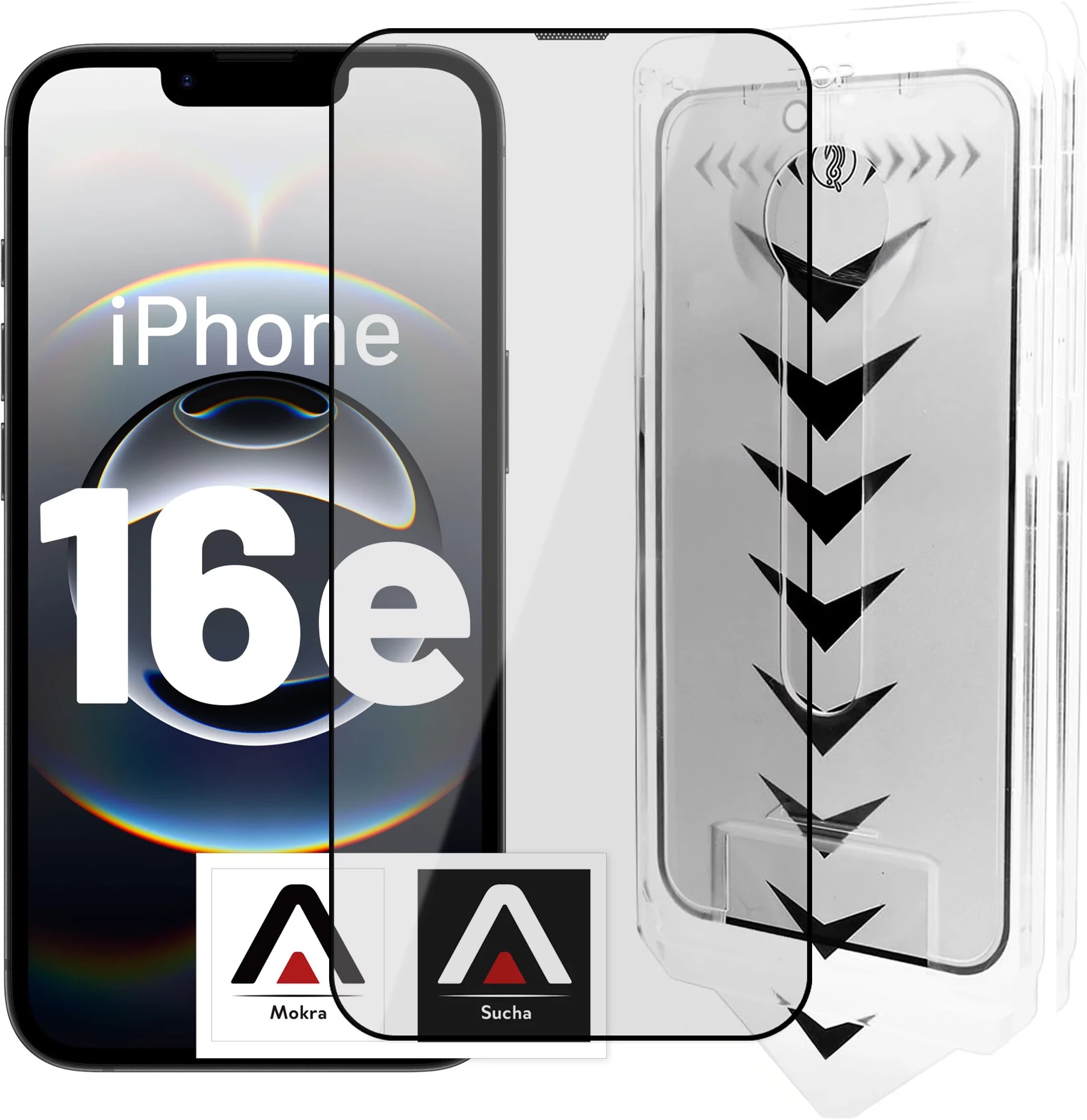 Szkło hartowane do Apple iPhone 16e ochronne szkiełko na ekran 9H Alogy EasyShield z ramką montażową