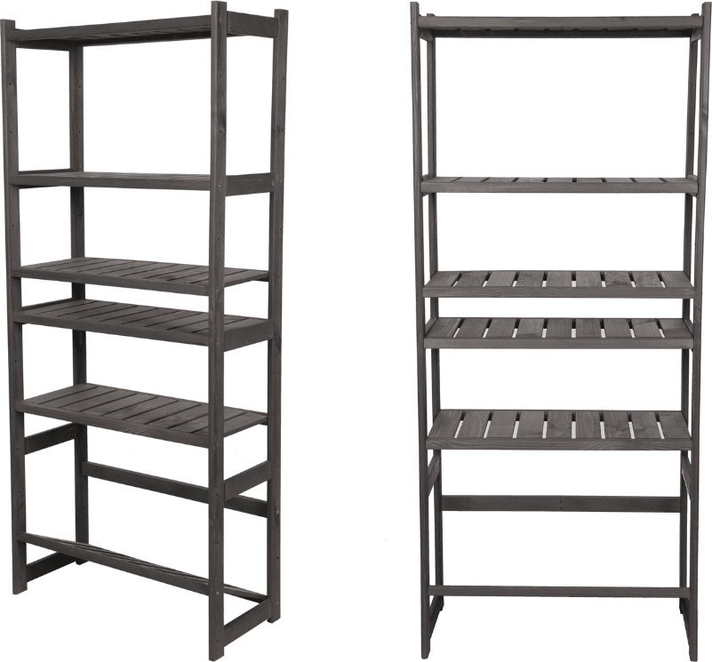 Wamar-Sosenka Regał drewniany do spiżarni LSR P500S1 Szary Półki proste 5 szt, Półki na skrzynki 1 szt Drewno sosnowe