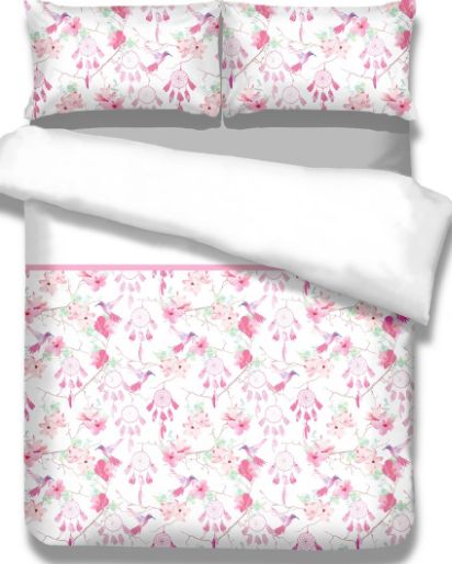 AmeliaHome Pościel SNUGGY Sweetdreams biała 2 poszewki 155x220cm + 2 poduszki 80x80cm