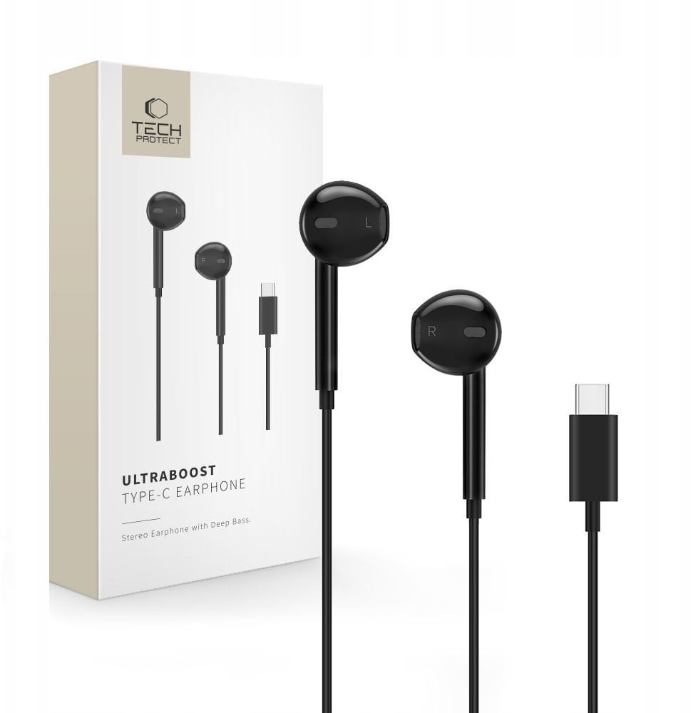 TECH-PROTECT ULTRABOOST TYPE-C EARPHONE CORE BLACK