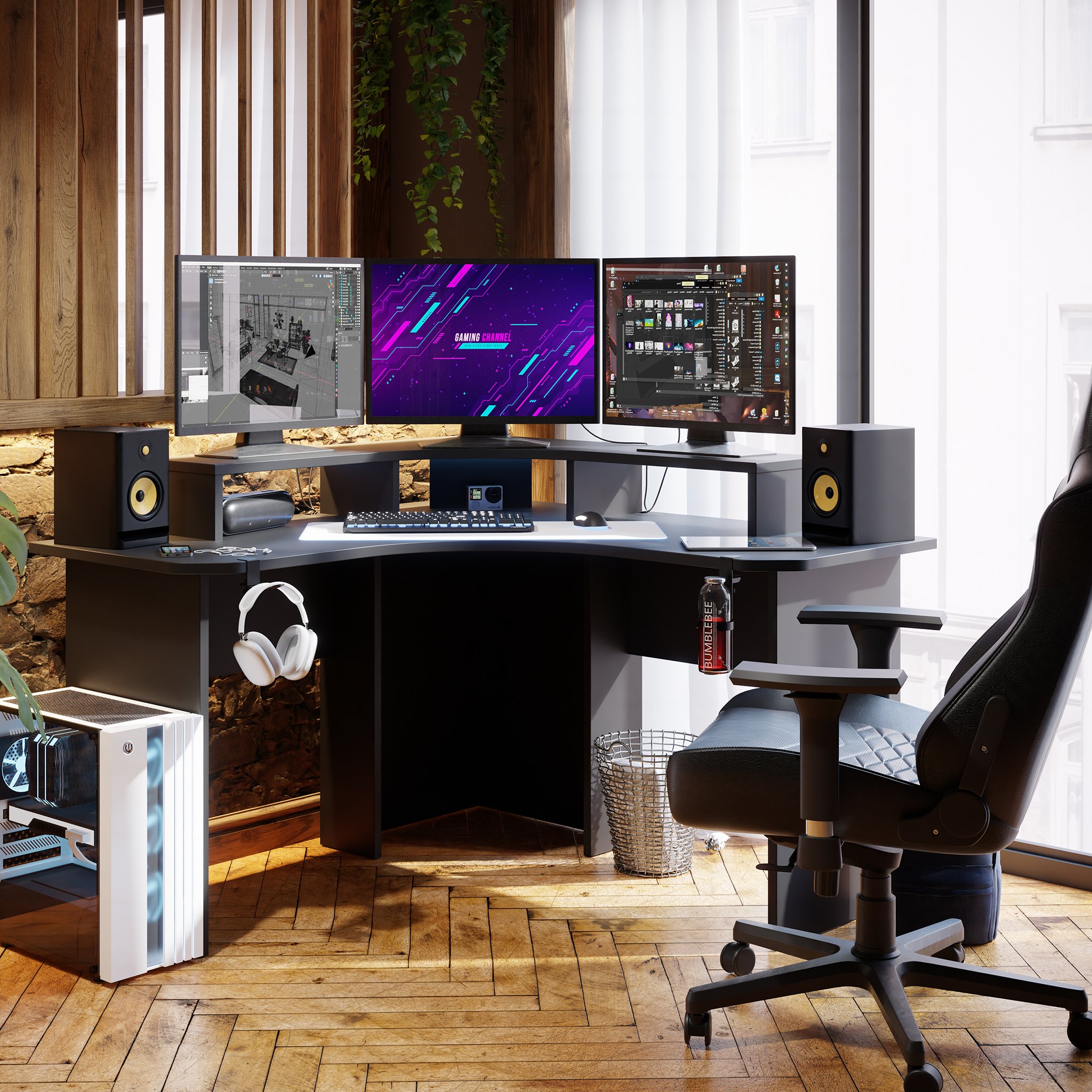 Narożne Biurko Gamingowe Supernova234 - Czarne