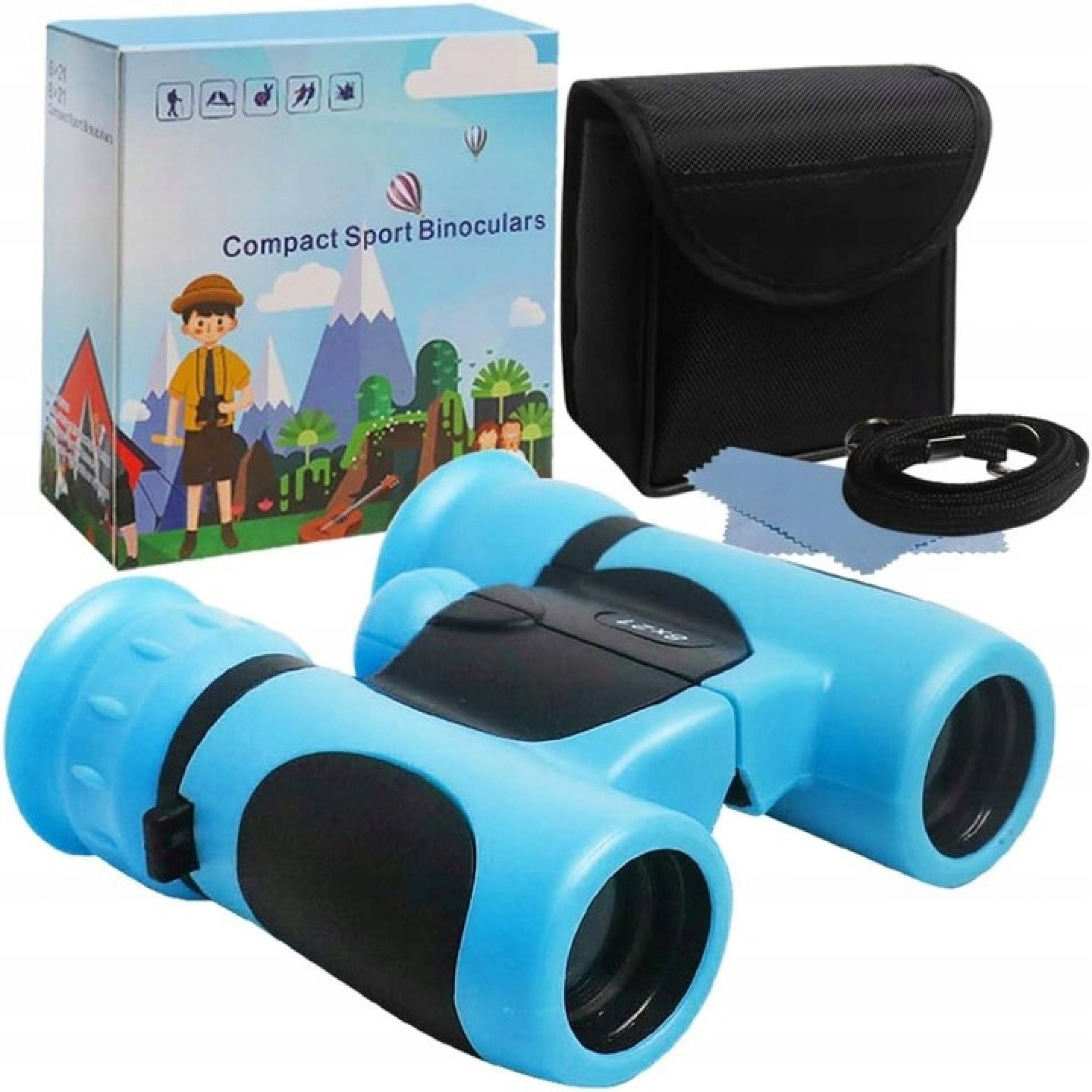 LORNETKA TURYSTYCZNA SZKLANA OPTYKA DZIEŃ NOC POWIĘKSZENIE DLA DZIECI +ETUI