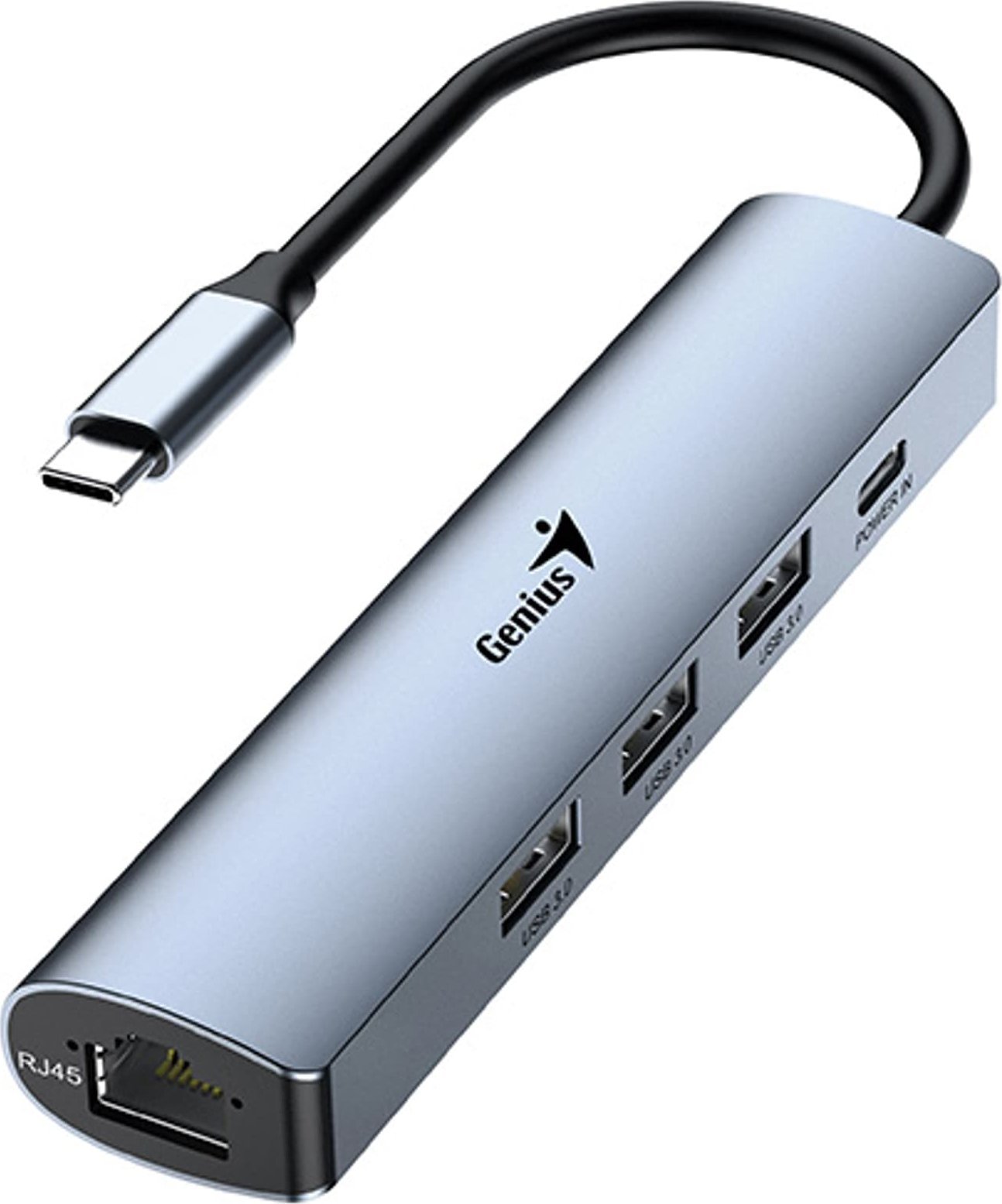 Genius USB (3.0) hub 4-port, UH-545, szary, Genius, 3x USB 3.0, 1x RJ45