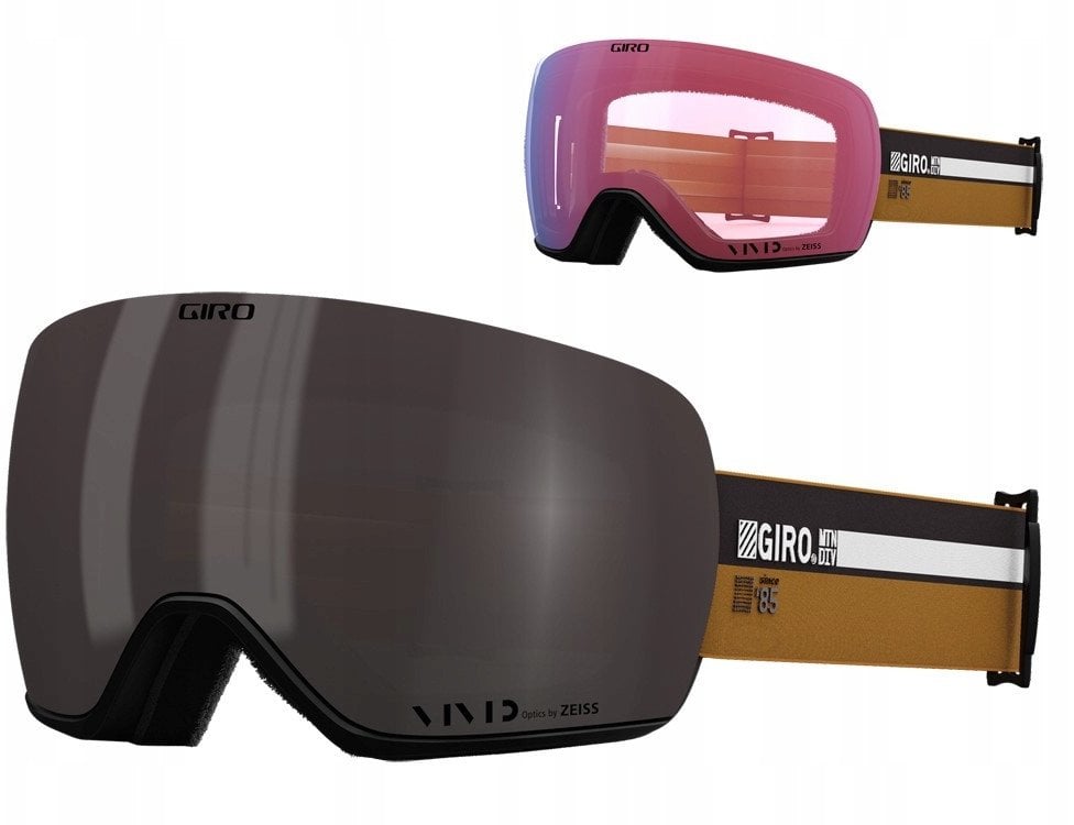 Gogle zimowe GIRO ARTICLE II CAMP TAN CASSETTE (Szyba lustrzana kolorowa VIVID-Carl Zeiss SMOKE 19-42% S2 + Szyba lustrzana kolorowa VIVID-Carl Zeiss