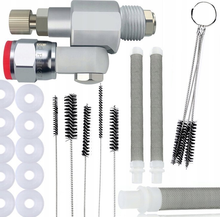 Rosfix Rosfix Zawór CleanShot do agregatu malarskiego+ 10X Uszczelka + Wyciory - szczotki do czyszczenia + 2X Filtr paluszkowy biały 60 mesh
